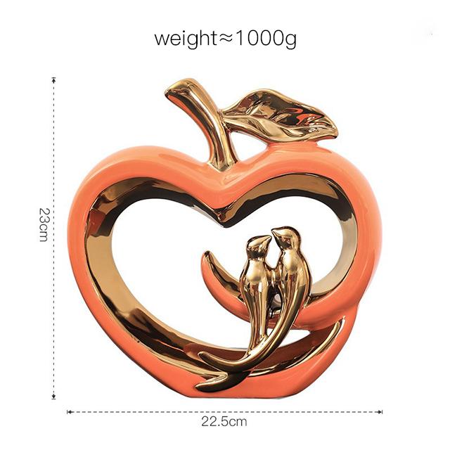 Light Luxury Ceramic Apple for Love Bird Ornament Wine Cabinet TV Cabinet Home Decorations