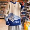 Herbst neu Amerikanische trendige Marke bedruckter Pullover Herren Koreanische Version trendiger Strickpullover Herren lässiger Pullover Herren Oberteil