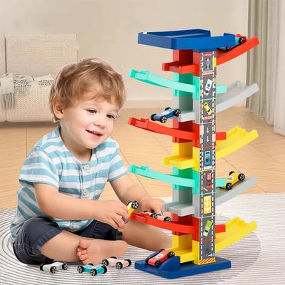 Kinder Gleitbahn Auto Mini Auto Trägheitsspielzeug Mehrschichtige Cartoon Puzzle Rutschauto Achterbahn Rennspielzeug Junge Mädchen Geschenke