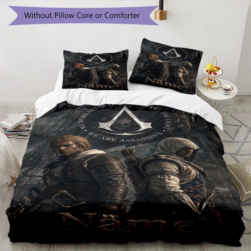 3Pcs Custom Name Assassin'S Bedding Set Duvet Cover Closure Includes 1Duvet Cover 2Pillowcases Soft And Comfortable For All Seasons