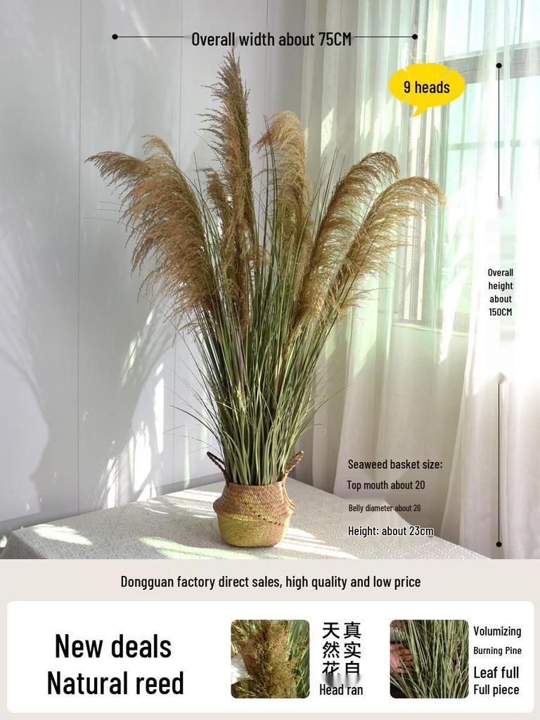 Natural Reed Faux Flowers & Potted Greenery for Home Decor