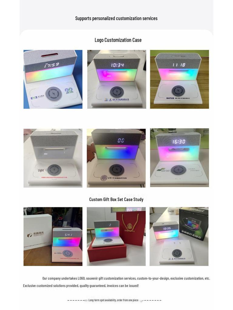 Multifunctional Wireless Charger Night Light Bluetooth Speaker with Custom Logo