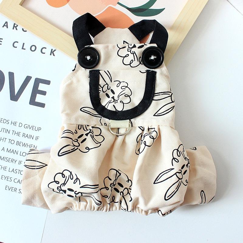 Pet Dog  Jumpsuits for Rabbit Print Dog Sling Dress Summer Winter Pet Outfits Puppy Skirt Dog Clothes