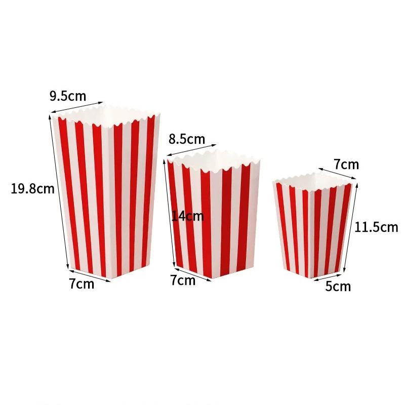20/50pcs Popcorn Box Buckets Fries Cup Movie Night Kids Birthday Party Favors Snack Container Bag Wedding Christmas Supplies Party Decoration Props
