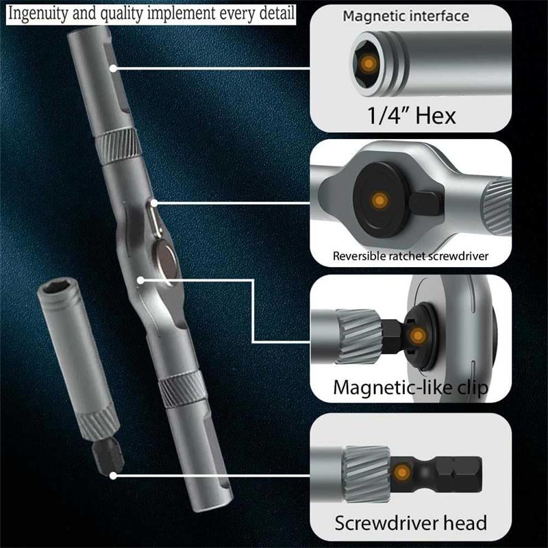 24 in 1 Magnetic Screwdriver Set DIY Screwdriver Set Upgraded Seats Ratchet Screwdrivers Toolkit for Furniture Computer Bicycle
