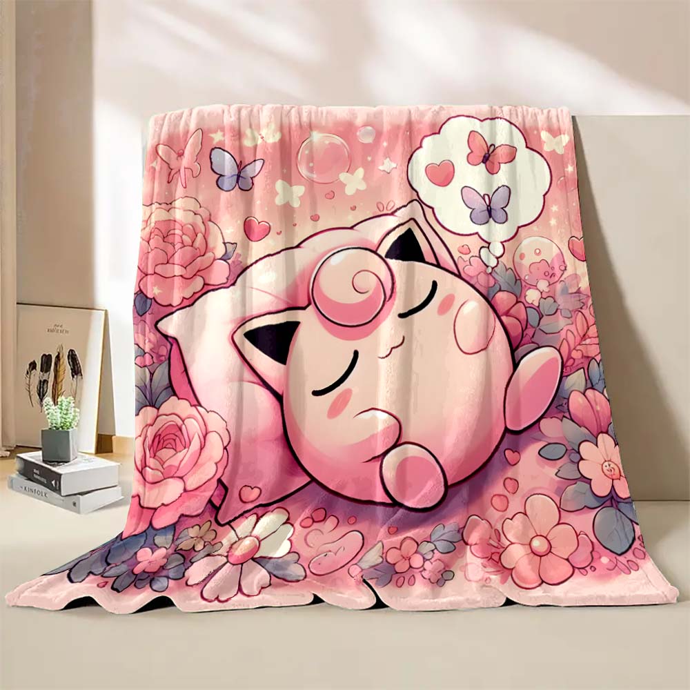Coperte con Stampa Jigglypuff Pokémon Carino per Adulti Bambini Coperte Calde per Casa Viaggio Morbida e Confortevole Coperta Rosa Regali di Lusso
