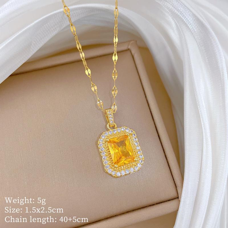 Kupfer-Mikro-Intarsien Leichter Luxus Mode Persönlichkeit Temperament Wunderschöne Voll-Diamant-Halskette Damen Vielseitige Schlüsselbein-Kette Titanstahl