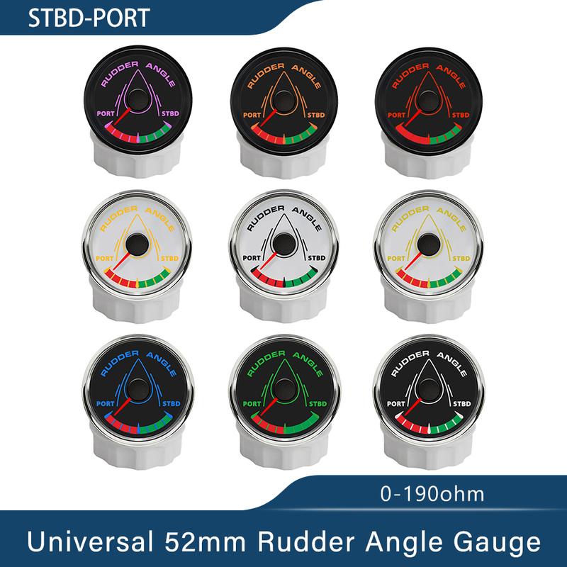 Neuestes Boot 52mm Ruderwinkelanzeige Messgerät Signal 0-190ohm mit 8 Farben Hintergrundbeleuchtung für Schiff Yacht Fahrzeug 9-32V