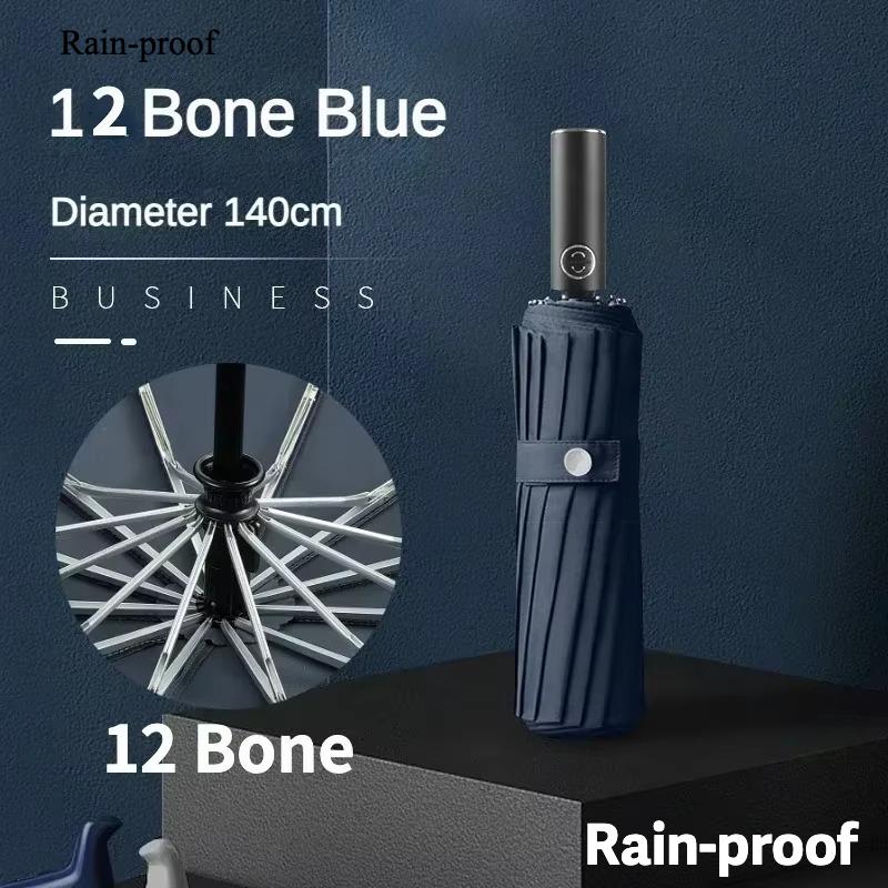 140CM Large Automatic Folding Umbrella for Men, UV UPF50+ Protection, Reinforce Windproof Strong, Sun and Rain Umbrellas Parasol