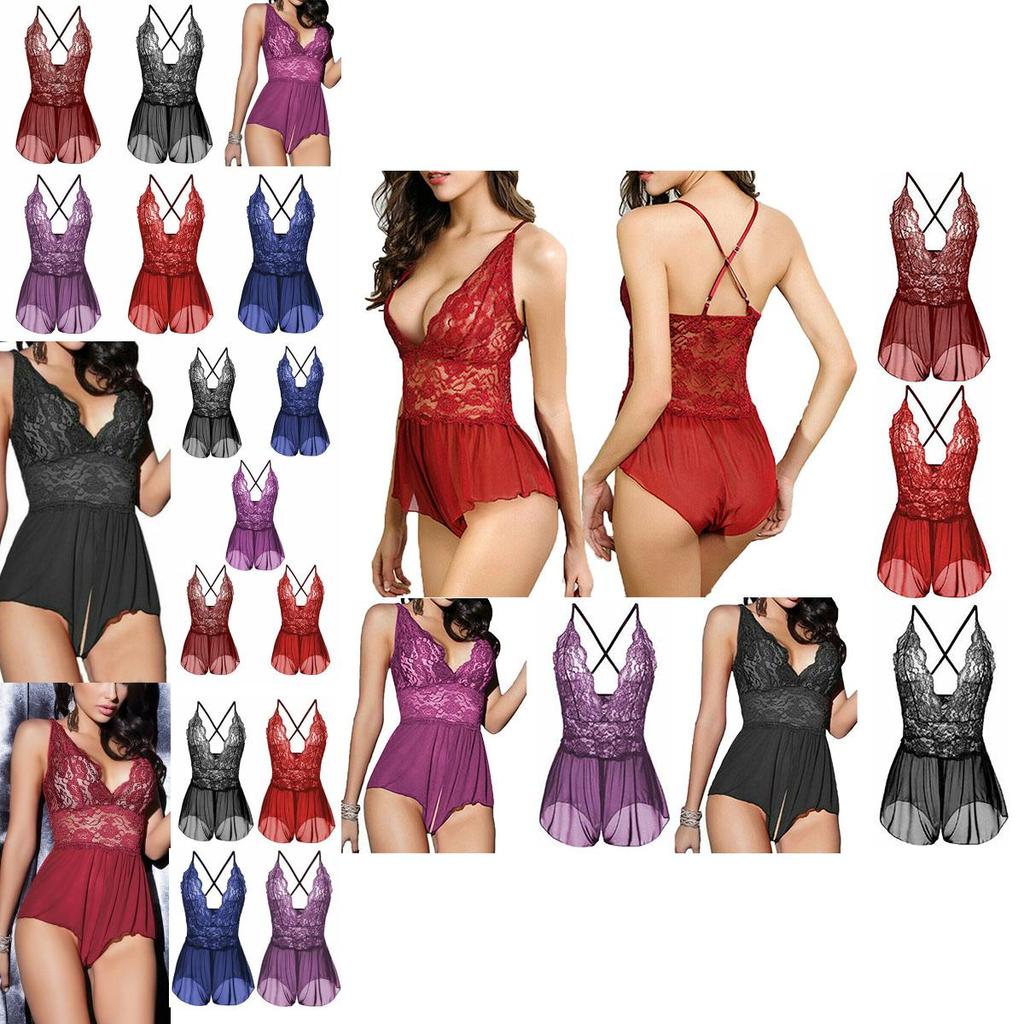 Women V Neck Lingerie Cross Back Babydoll With Adjustable Criss Cross Straps And Plus Size Options