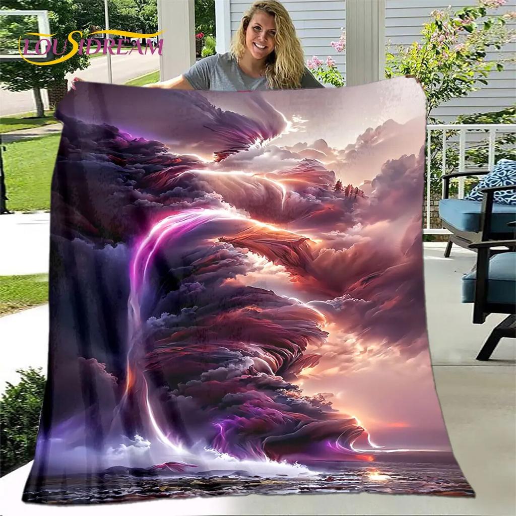 3D Natural ,Tornado, Cloud Blanket,Flannel Blanket Throw Blanket,Warm Blanket for Home Living Room Bedroom Beds Sofa Picnic Kid