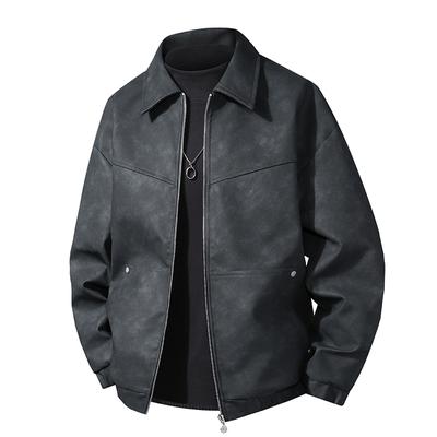Autumn New Retro Tie-dye Jacket Men's Workwear Functional Windproof Leather Jacket