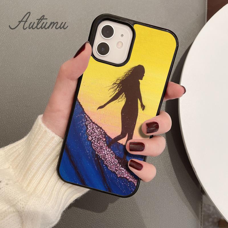 HAWAII BEACH SURF GIRL SURFING ART Phone Case for iPhone 17 Air 15 16 16e 11 12 13 14 Pro Max Plus Cover coque Fundas