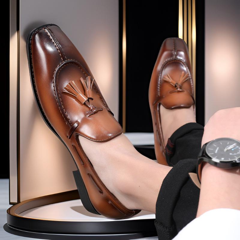 British Loafer Doudou Shoes Business Casual Breathable Leather Shoes Men's Young Tassel Small Leather Shoes Factory