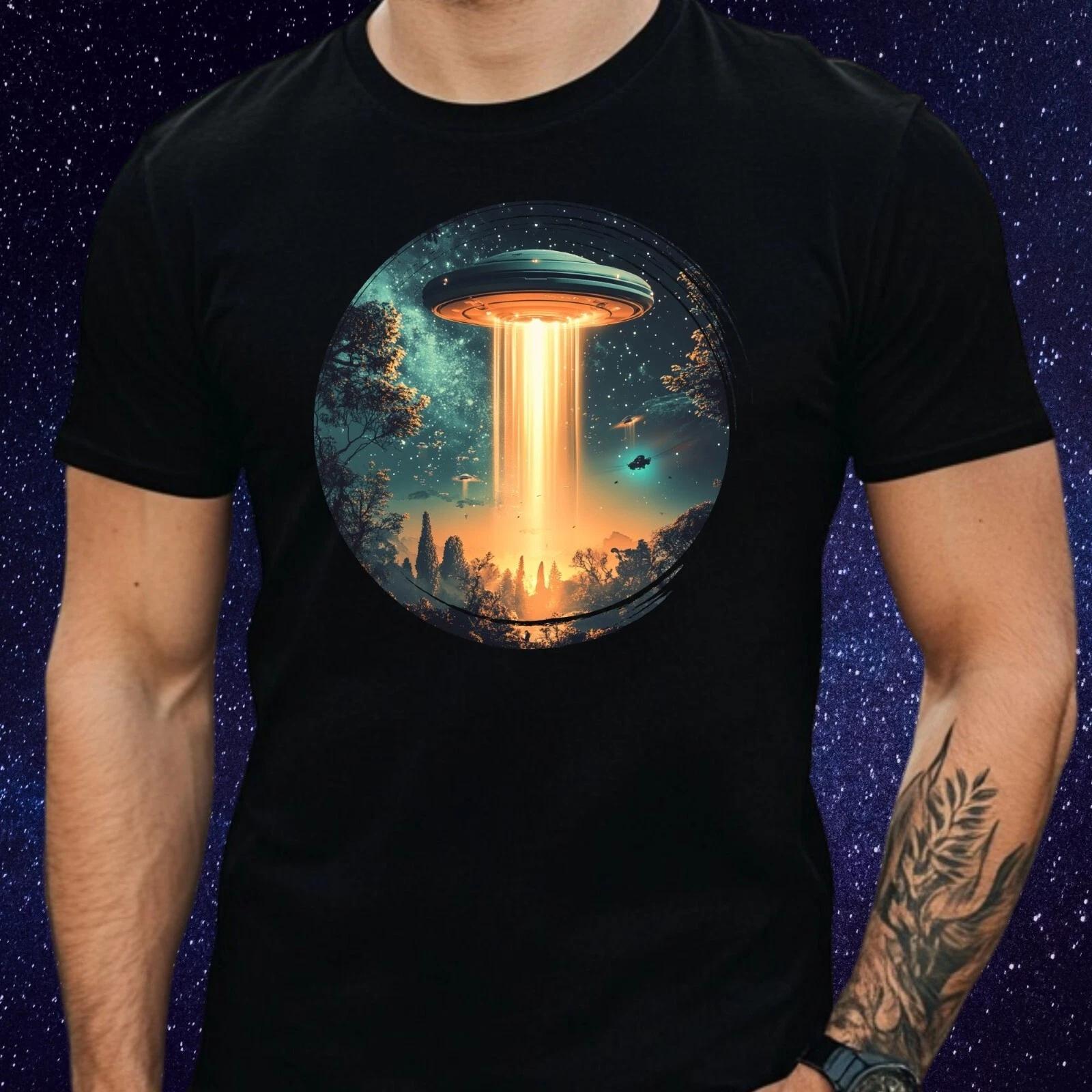 T-Shirt Herren UFO Alien Invasion Motiv Baumwolle Größe S bis 5XL XS