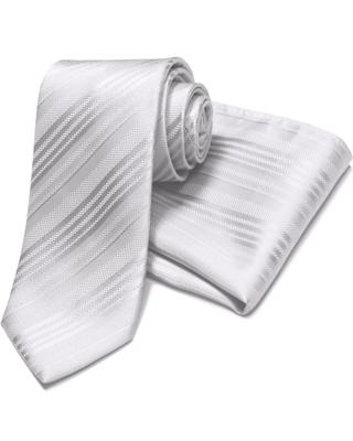[MICHIKO LONDON] Tie, Wedding, Silver Stripe, Silk, Formal, Pocket Square Set, Formal Wear, Kyoto, Japan, Silk, ALF-01 Tmichi-014