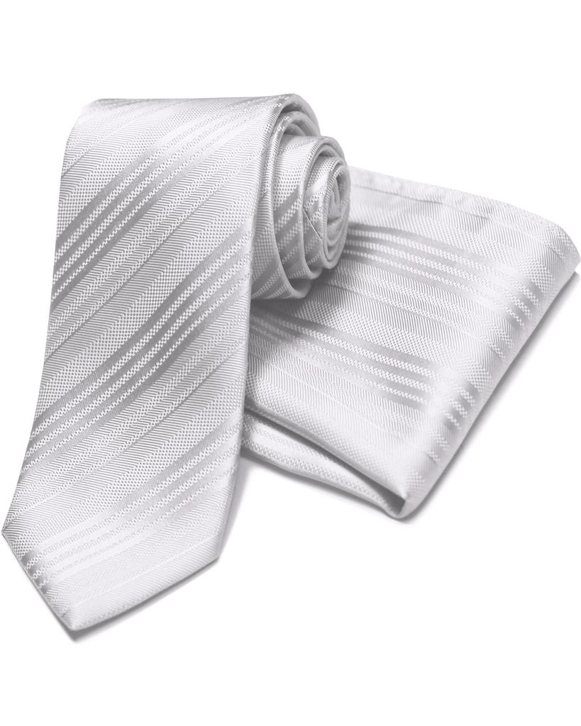 Michiko London Necktie Wedding Silver Stripe Silk Formal Chief Set Formal Wear Day Kyoto Made In Japan Silk [MICHIKO LONDON] Father's ALF-01