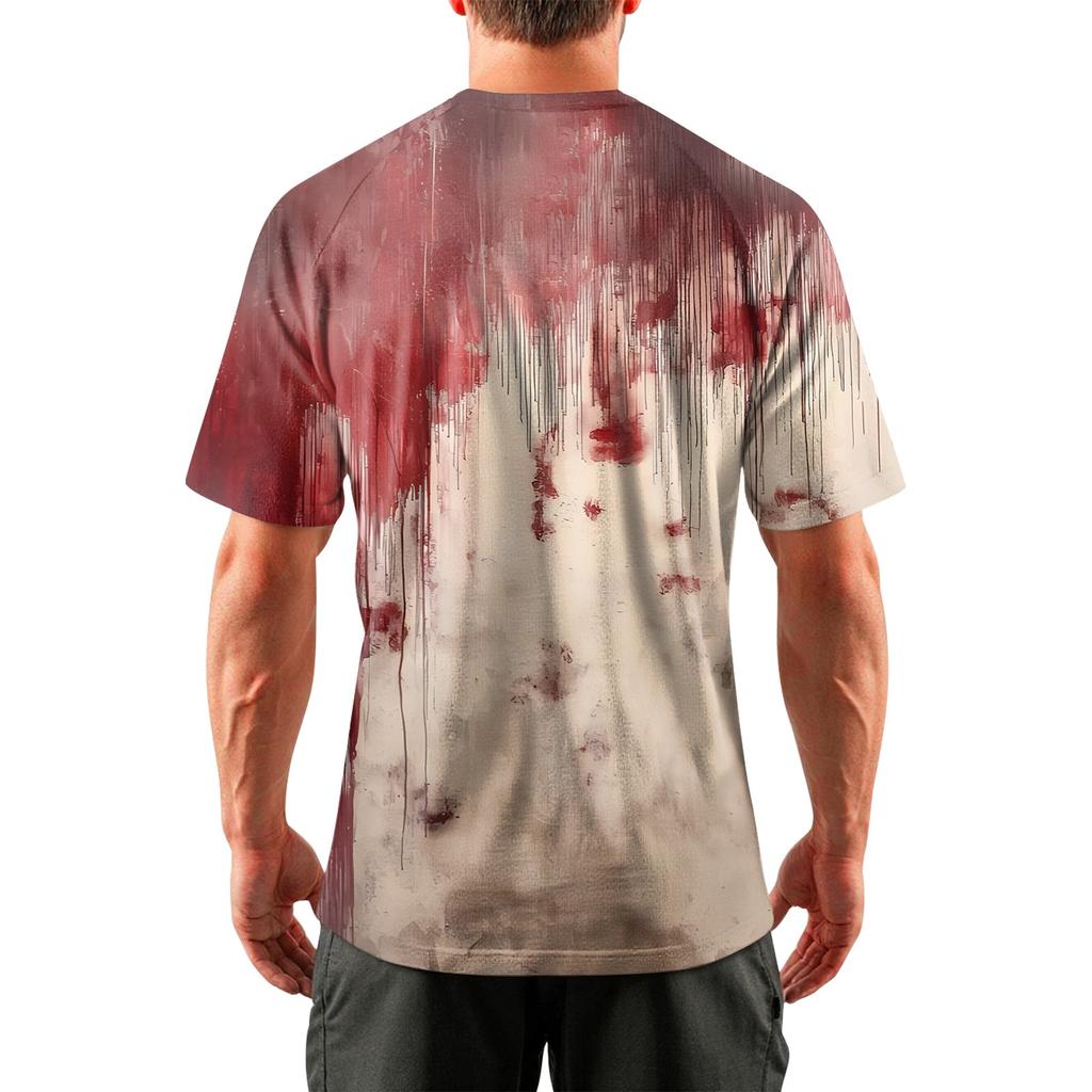 Men's Halloween Printed Round Neck Raglan Short Sleeve Top T-Shirt