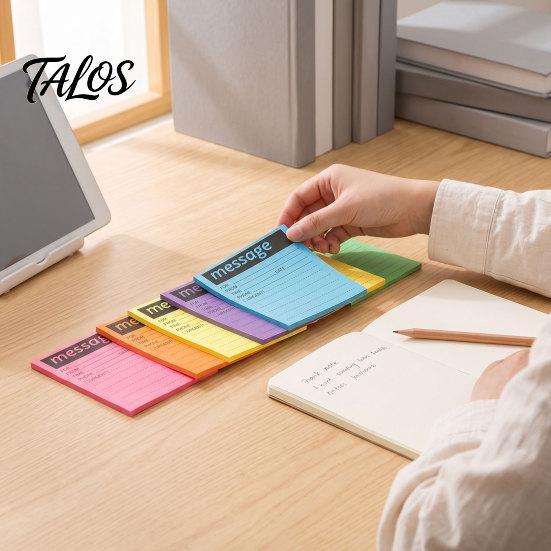 Student Class Notepads Fluorescent Horizontal Line Sticky Notepad, Strong Adhesive Removable Memo Index Tabs Pad, Multi-color Lined Paper for