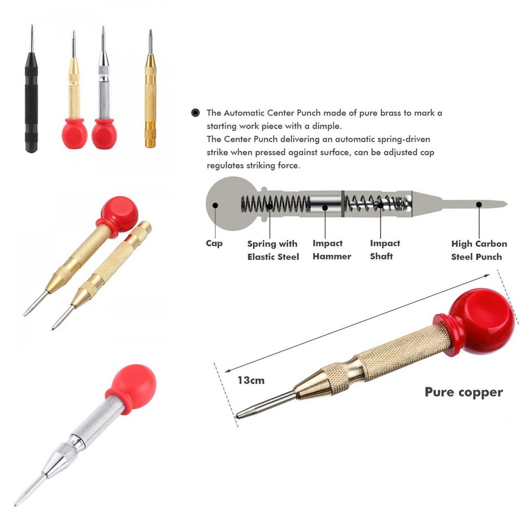 Premium Automatic Center Punch Spring Load Chrome Rivet Screw Tool For Precise Marking