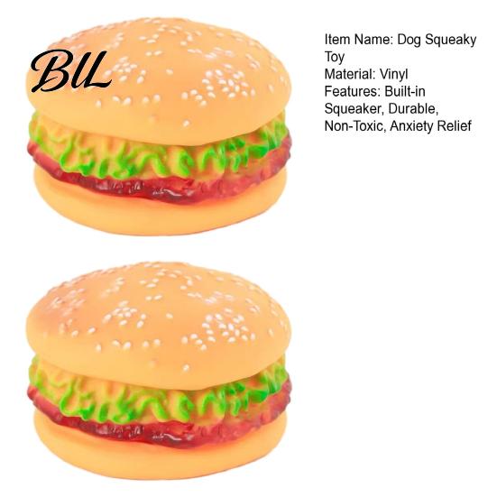 Jouet à mâcher Burger réaliste 2PCS Chien Siffleur Forme Vinyle Non Toxique Animaux de compagnie Jeu Interactif pour le Nettoyage des Dents et l'Activité