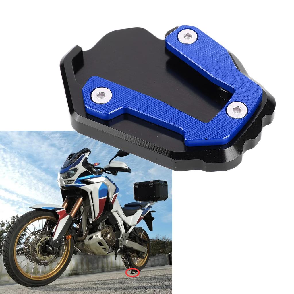 Motorcycle Kickstand Extension Stand Support Plate Aluminum Alloy Replacement CRF1100L Africa Twin 2019-2021 (Blue)