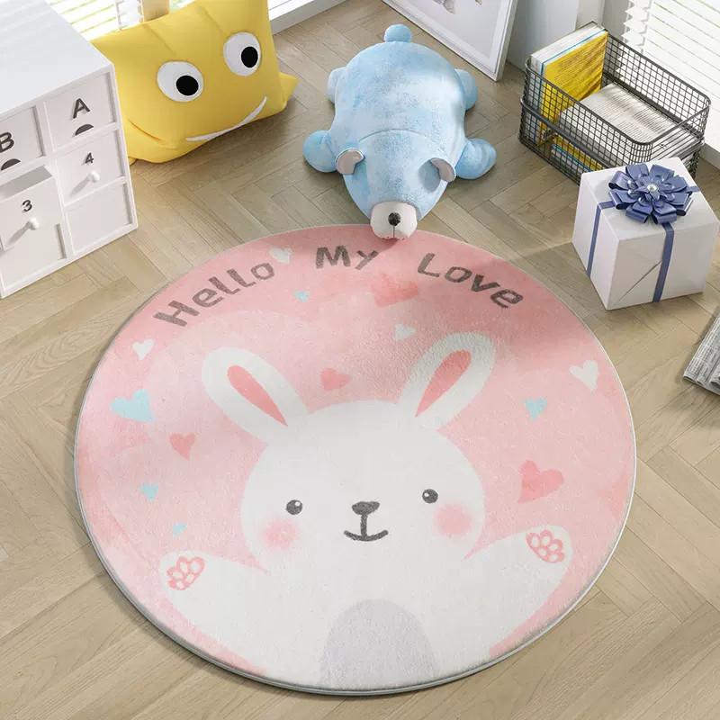 Round Cartoon Plush Carpets Cute Children's Room Decoration Rug Large Area Living Room Rugs Bedroom Bedside Carpet Washable Mats