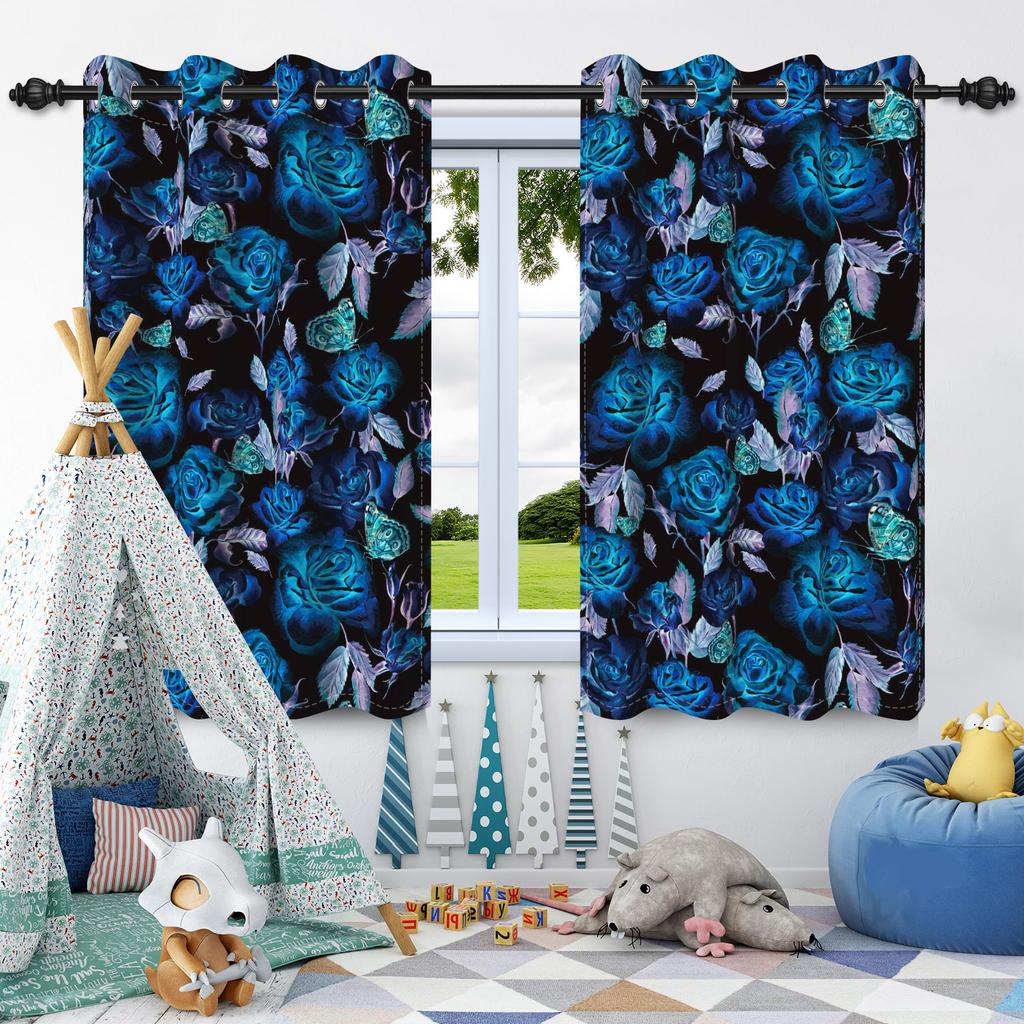 2pcs Luxury Boho Flowers Window Curtains for Home Bedroom Living Room Drakening Heat Insulation Noise Reduction Blackout Drapes