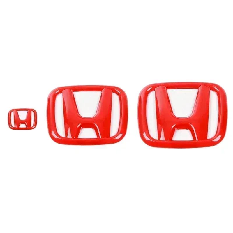 3Pcs Car Front Grille Rear Trunk Badge Steering Wheel Logo Sticker for Honda Accord Civic City XR-V CR-V Inspire Crider Envix
