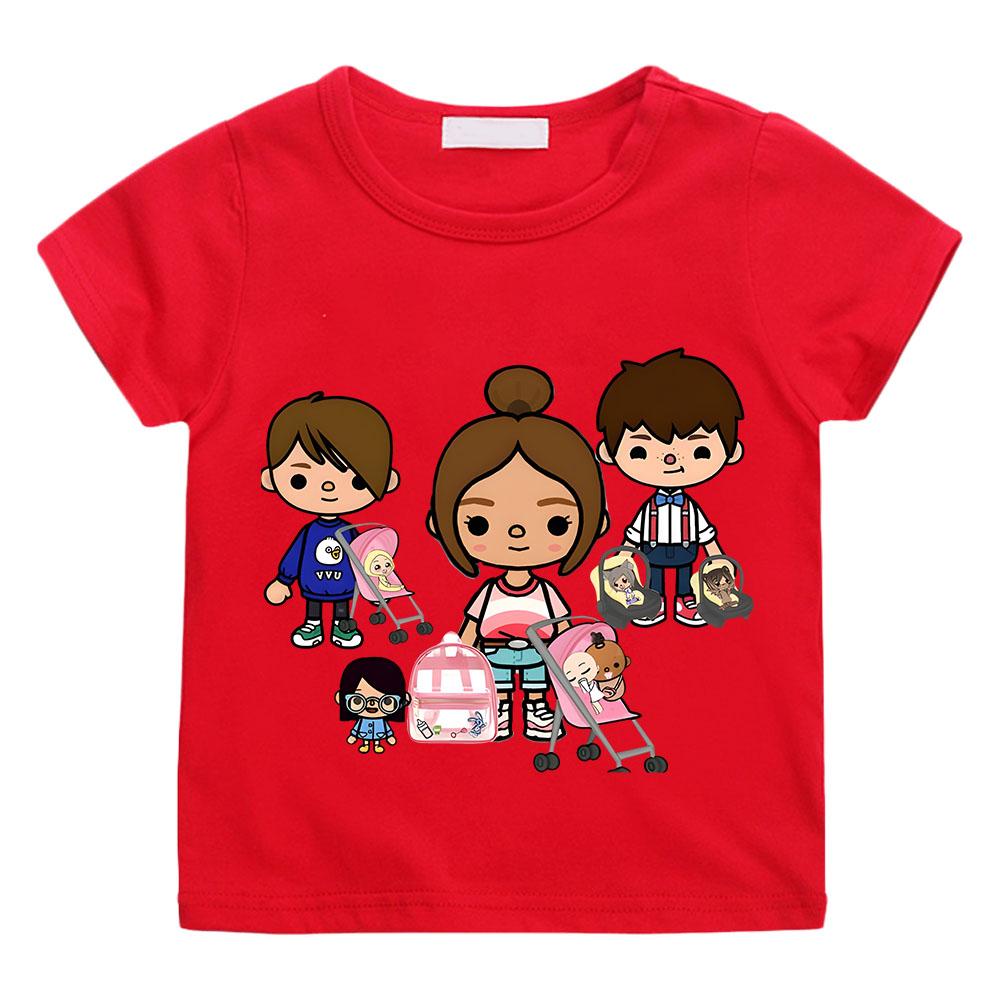 Cartoon Anime Toca Life World Print Kids T-Shirts Manga Baby Girls Clothes Boys Summer Short Sleeve T Shirt Children Tops Y2k