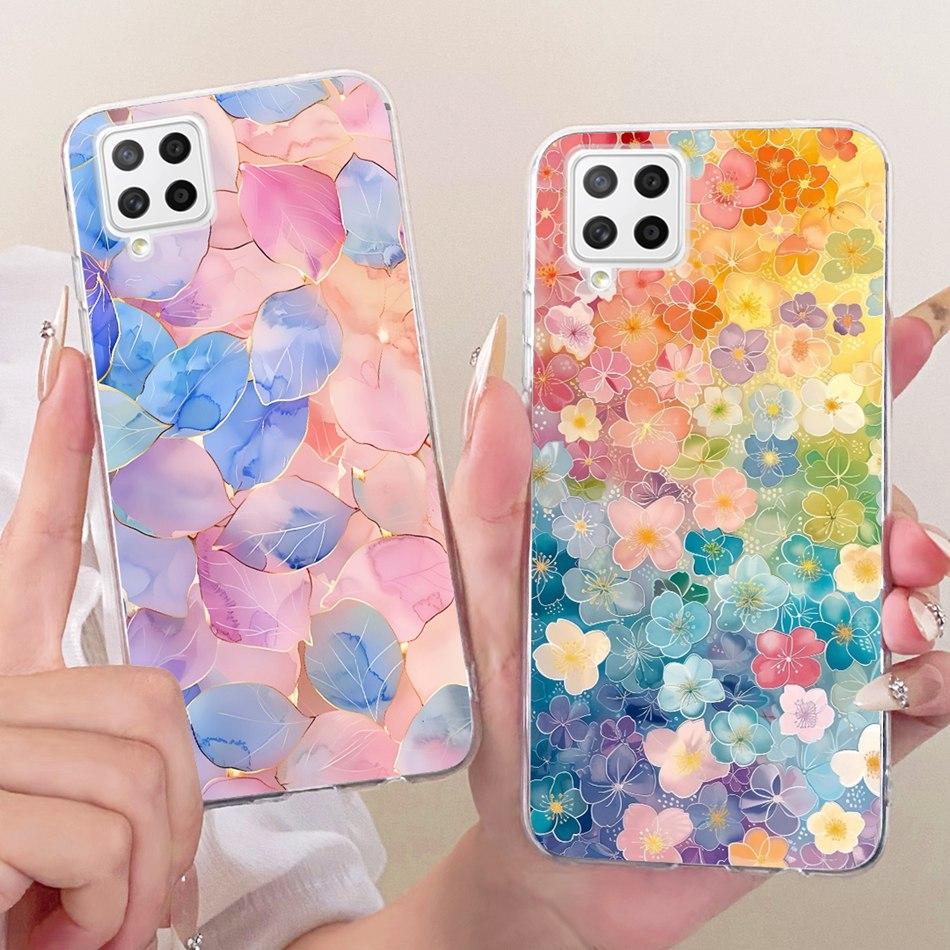 For Samsung Galaxy A22 4G A225F 5G A226B Cute Flower Butterfly Cat Painted Case For Samsung A22 Soft Silicone TPU Phone Cases