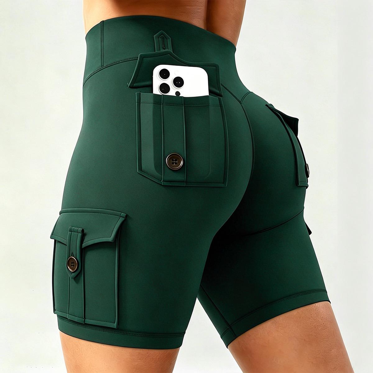 High-Waisted Butt-Lifting Quick-Dry Yoga Shorts with Pockets for Women