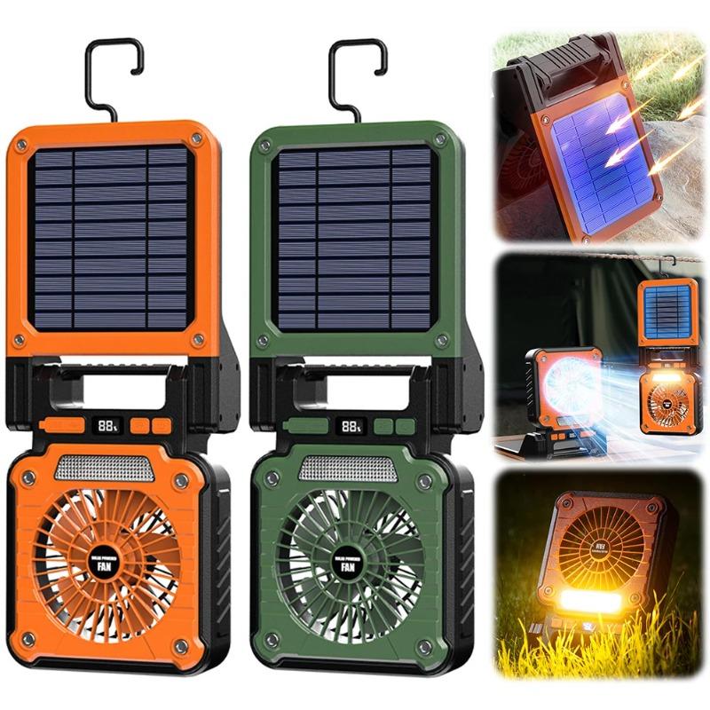 Outdoor Solar Fan Light 8 Hours Battery Foldable Tent Lantern Portable Multifunctional Camping Light Cross Border New Solar Camping Fan