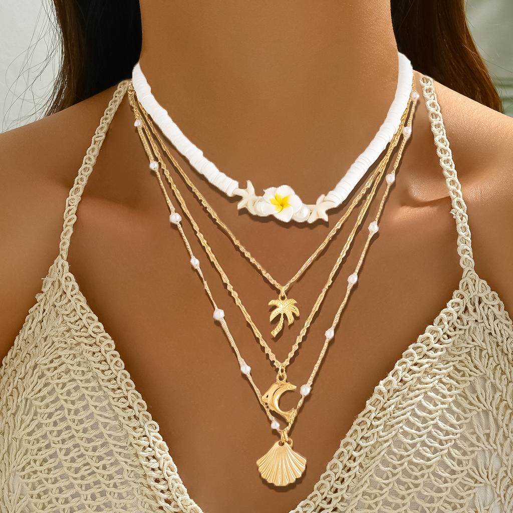 Summer European and American Bohemian Necklace Shell Jewelry Beach Vacation Shellfish Starfish Tail Pendant Clavicle Chain