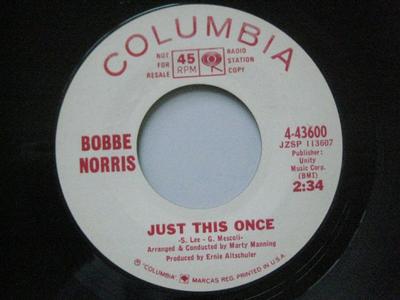 7inch Record BOBBE NORRIS - Just This Once / Wishes And Teardro 443600 Columbia 1966 US Pop Used