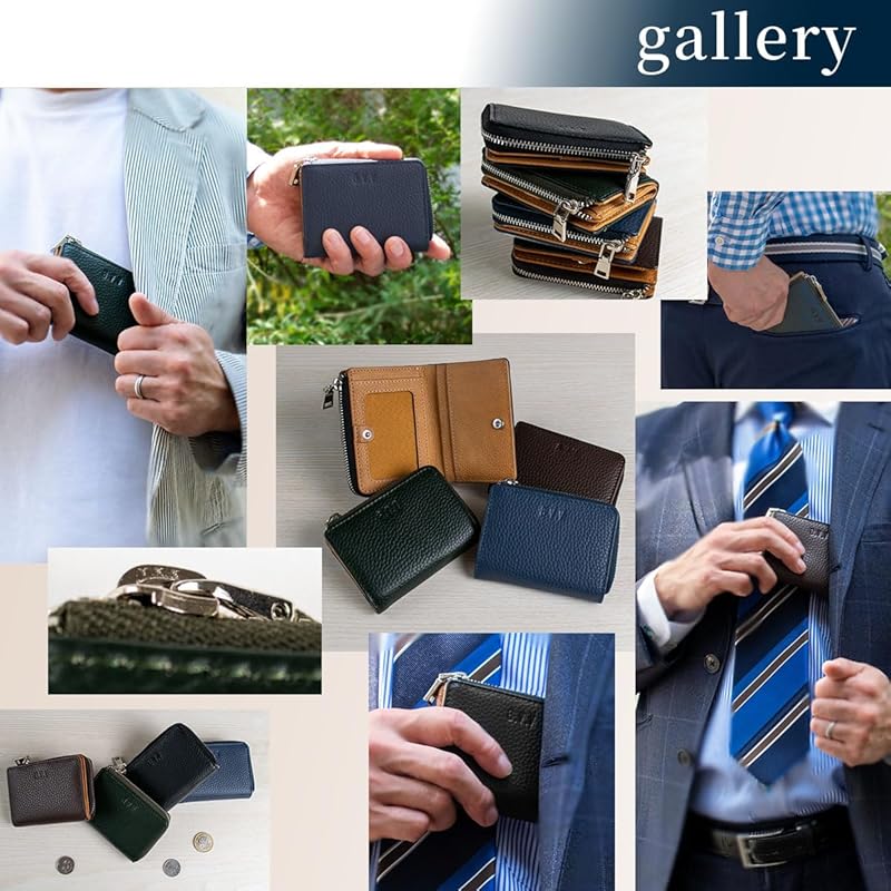 wallet men's men's coin purse coin purse Cards also fit cowhide genuine leather zipper coin purse multifunctional large capacity a.v.v black dark