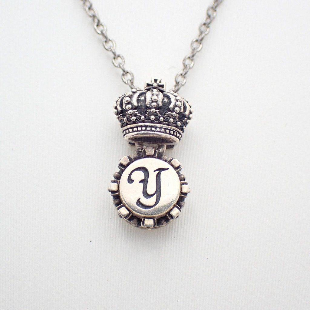 Used JUSTIN DAVIS DREAM TIME Crown Initial Y Necklace Silver 925 [Ioki Pawnshop]