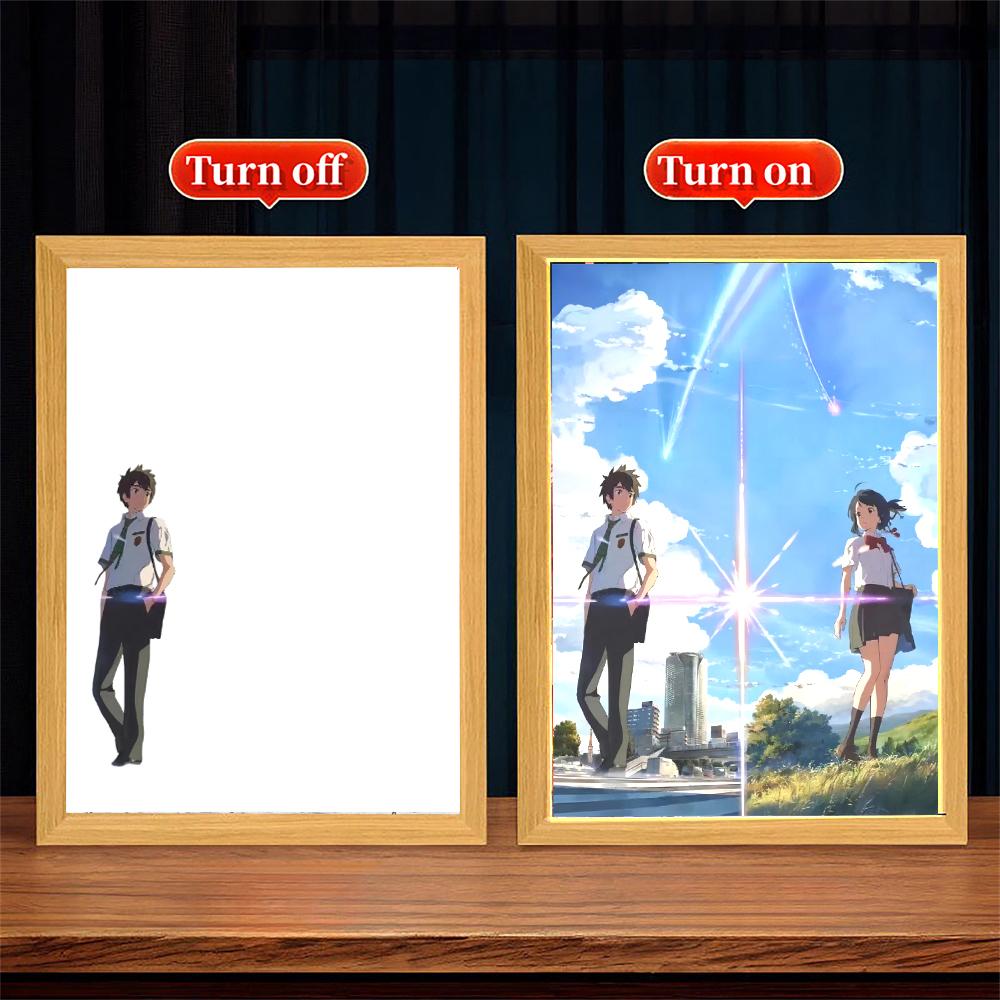 Your Name Light Painting Anime Night Light Photo Frame Cartoon Led Lights Bedroom Home Decor Ramadan 2025 Friend Gift Moon Lamp