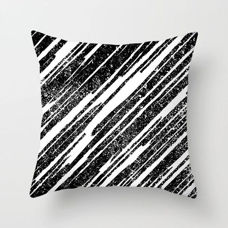Geometric Cushion Cover Throw Pillow Case Dotted Grid Triangular Art White Black