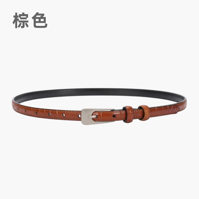 

Женский тонкий ремень простой с джинсами пряжка-штифт узор крокодила декоративное платье 105cm