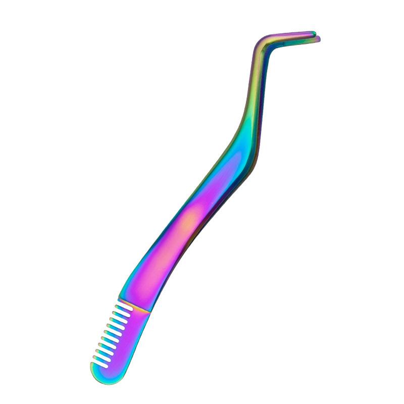 1 Pcs Eyelash Comb Tweezers Stainless Steel Anti-Static Non-Magnetic Professional Pincet Lashes Extension Tweezers Makeup Tools