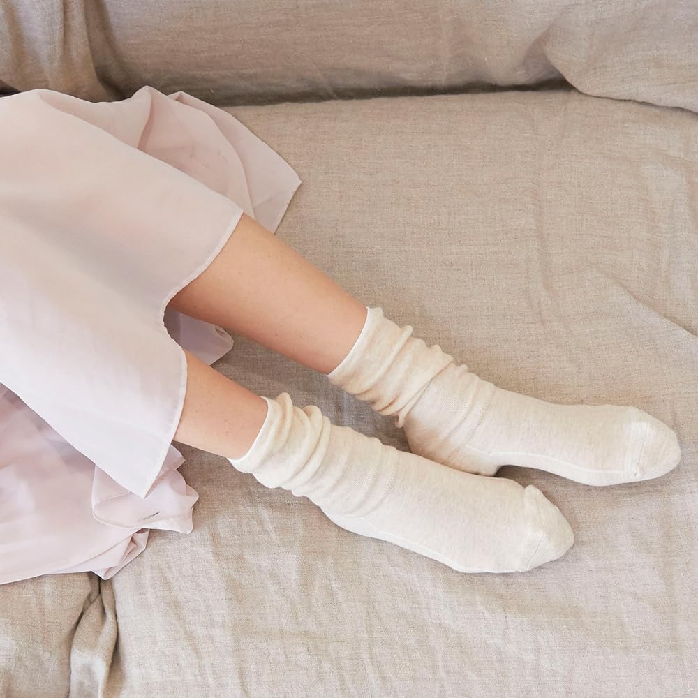 Sunayama Soft Gauze Socks In with Silk On the Skin 8732SK Sizes (Made Japan) 92% Side. (JP, 22.0 Cm, 24.5 Cm, Regular, Beige)