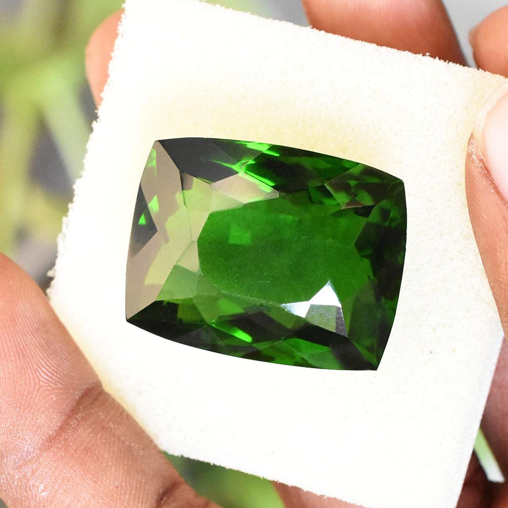 Lab-Created Green Emerald Loose Gemstone 27x21mm Cushion Shape for Jewelry Making and Crafts