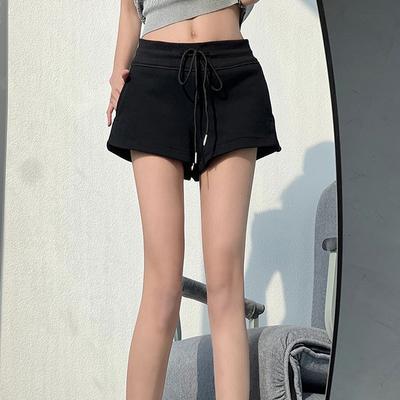 Casual Sports Shorts for Women In Summer Thin High Waist Drawstring Wide Legs Slimming Three-point Pants