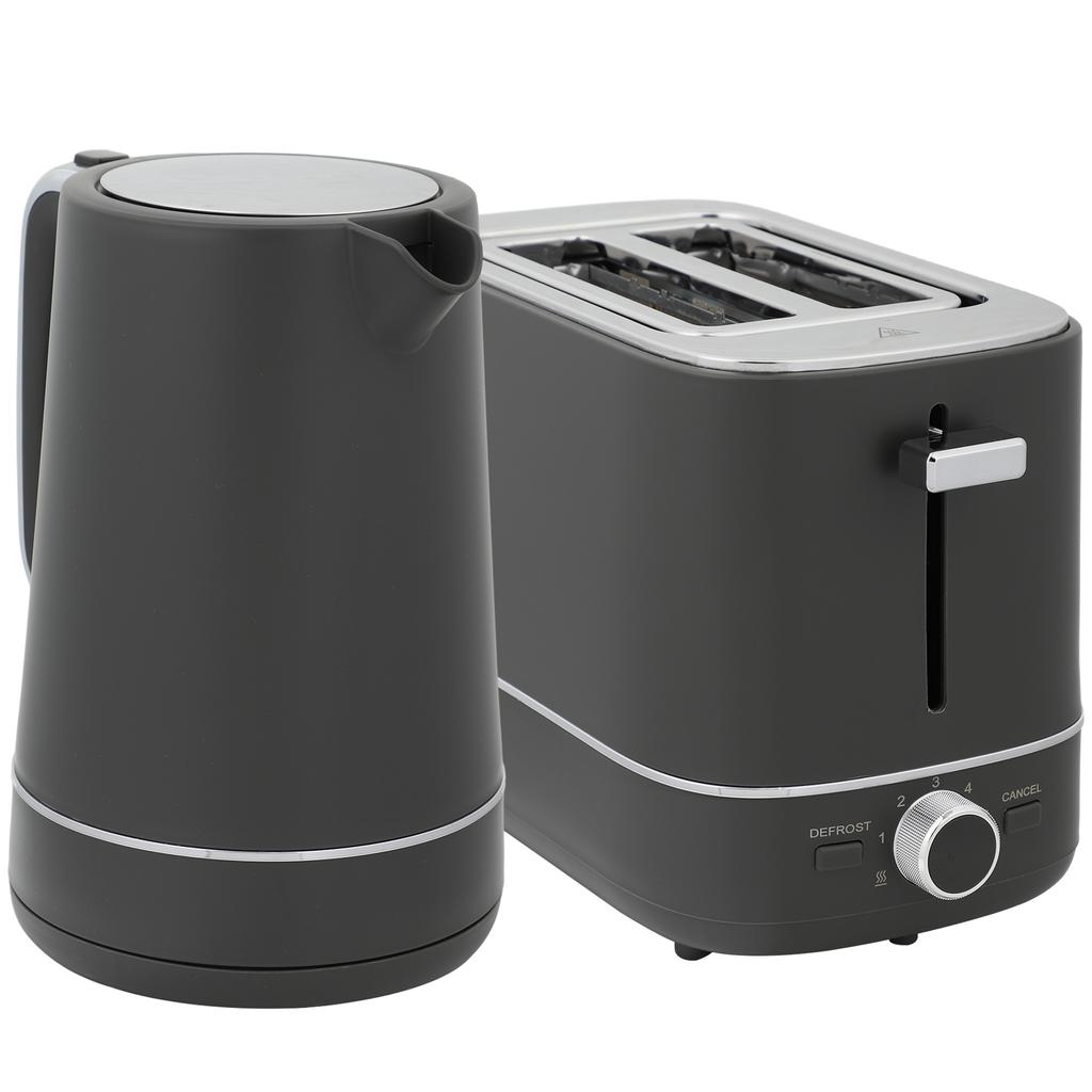 Kettle and Toaster Set, 1.7L 3000W Fast Boil Kettle & 2 Slice Toaster Kitchen Set with 6 Level Browning Controls, Defrost, Reheat, Grey