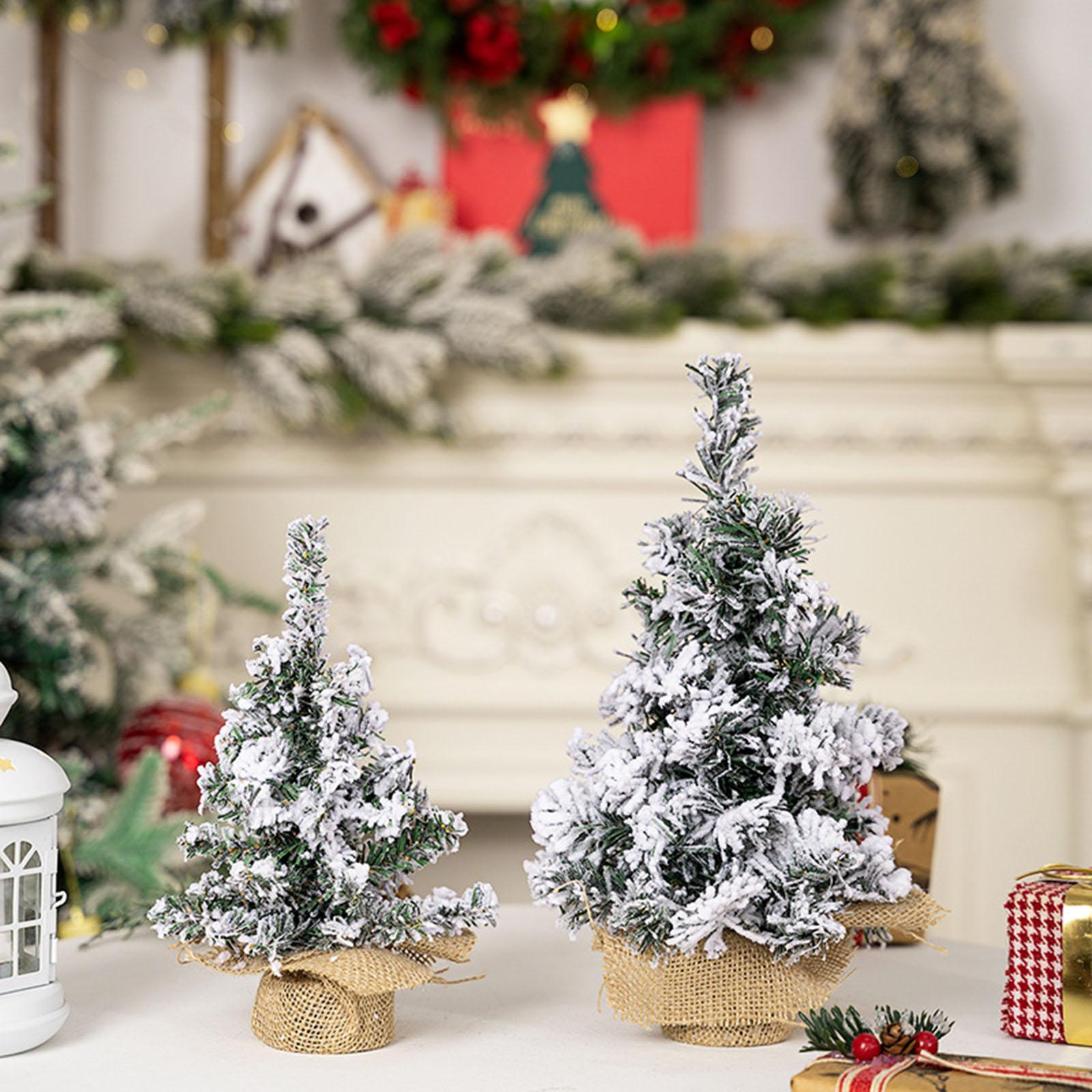 

Flocked Christmas Tree Artificial Creative Christmas Tree Decorative Accessories Table Decor Tabletop Christmas Tree for Office 20 cm