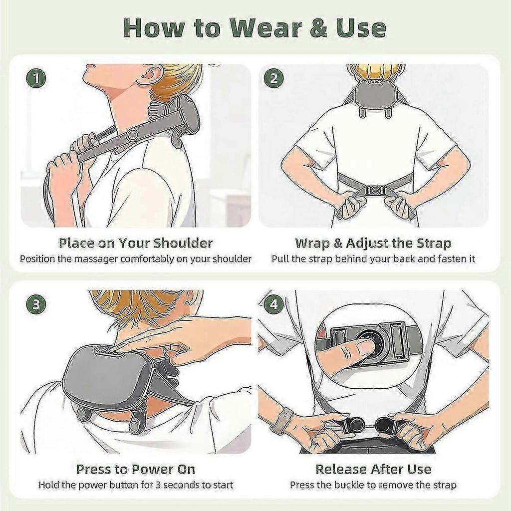 Neck Massager, Portable Shiatsu Neck and Back Massager, Electric Deep Tissue 4D Kneading Massage with 3 Massages Levelsb