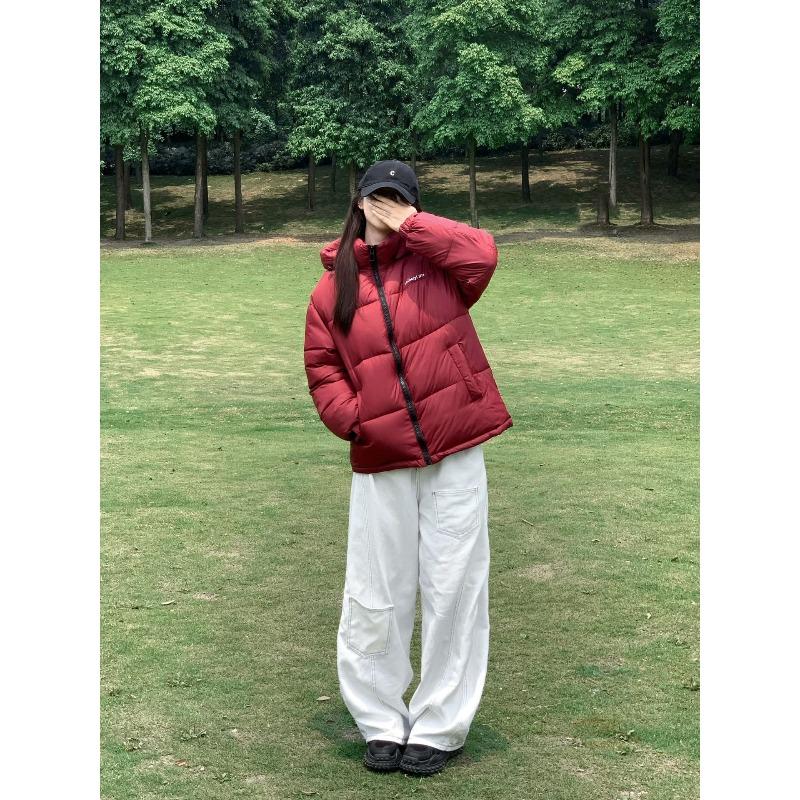 

Autumn and Winter Short Down Cotton-padded Jacket Women Stand Collar Korean Version of The Little Plus Velvet Padded Cotton-padded Jacket Couple Coat. S