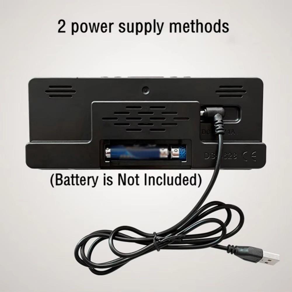 Temperature Display LED Digital Clock Large Number Dual Alarms Alarm Clock Nightlight Backlight Calendar Function