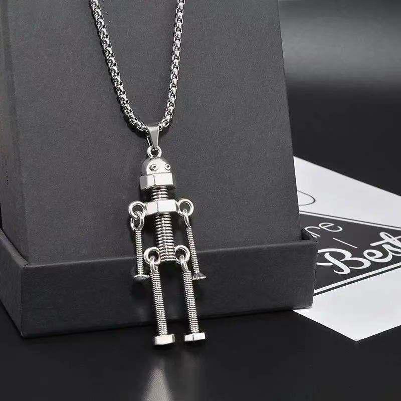 Screw Robot Pendant Necklace: Trendy Unisex Hip Hop Chain for Men, Women, and Kids